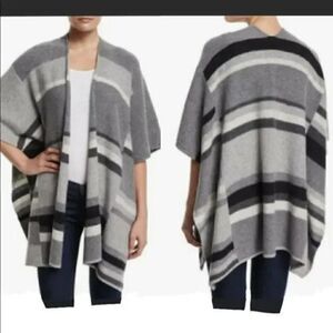 Splendid Gray Striped Soft Cashmere/Wool Cardigan/Cape One Size EUC!